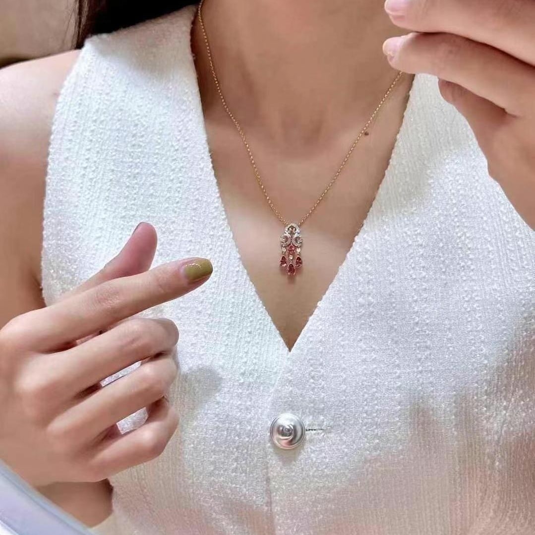 14k Gold 1.20 Ctw Natural Padparadscha Sapphire & Diamond Pendant( Without Chain ) - 4
