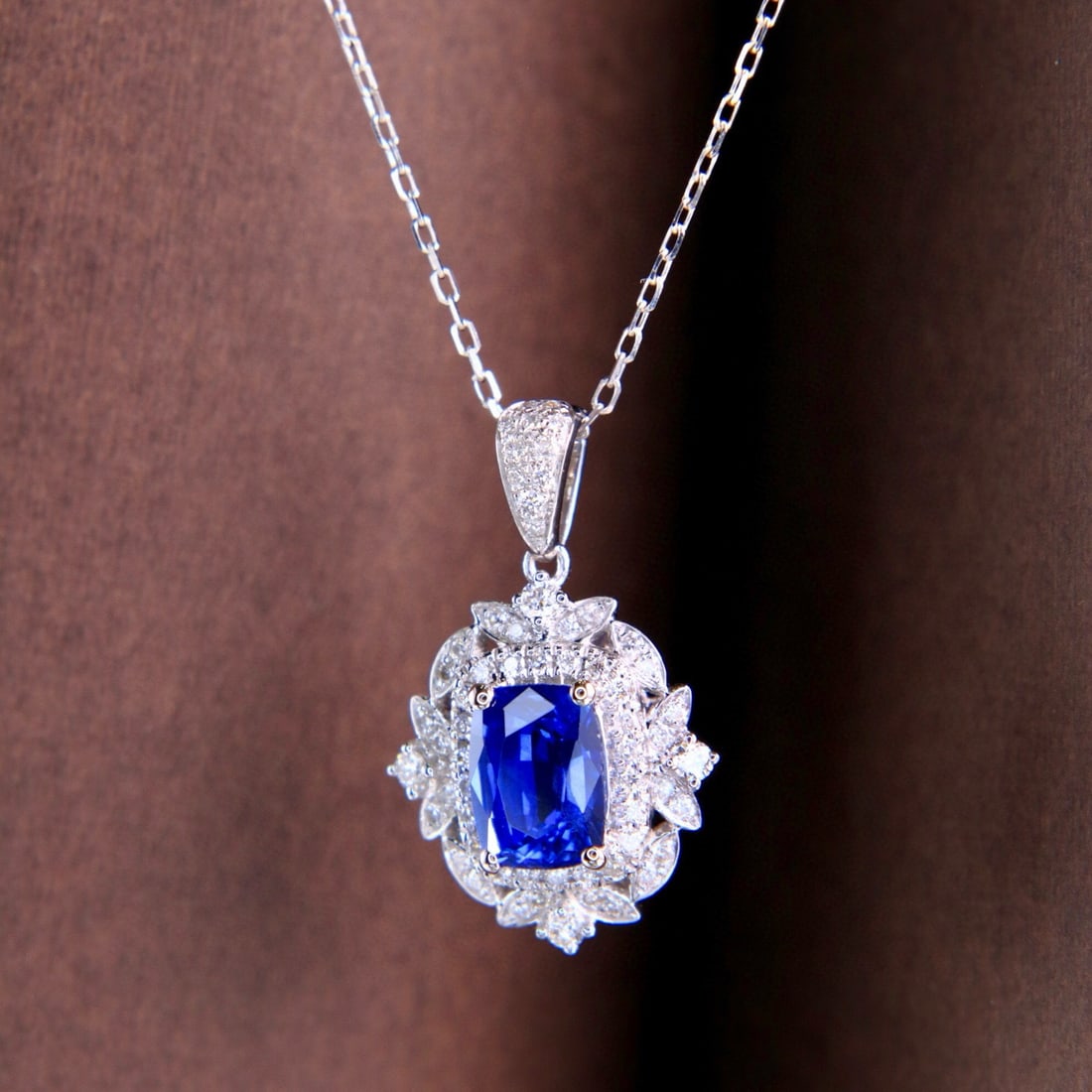 14k Gold 1.44 Ctw Natural Sapphire & Diamond Pendant( Without Chain ) - 6