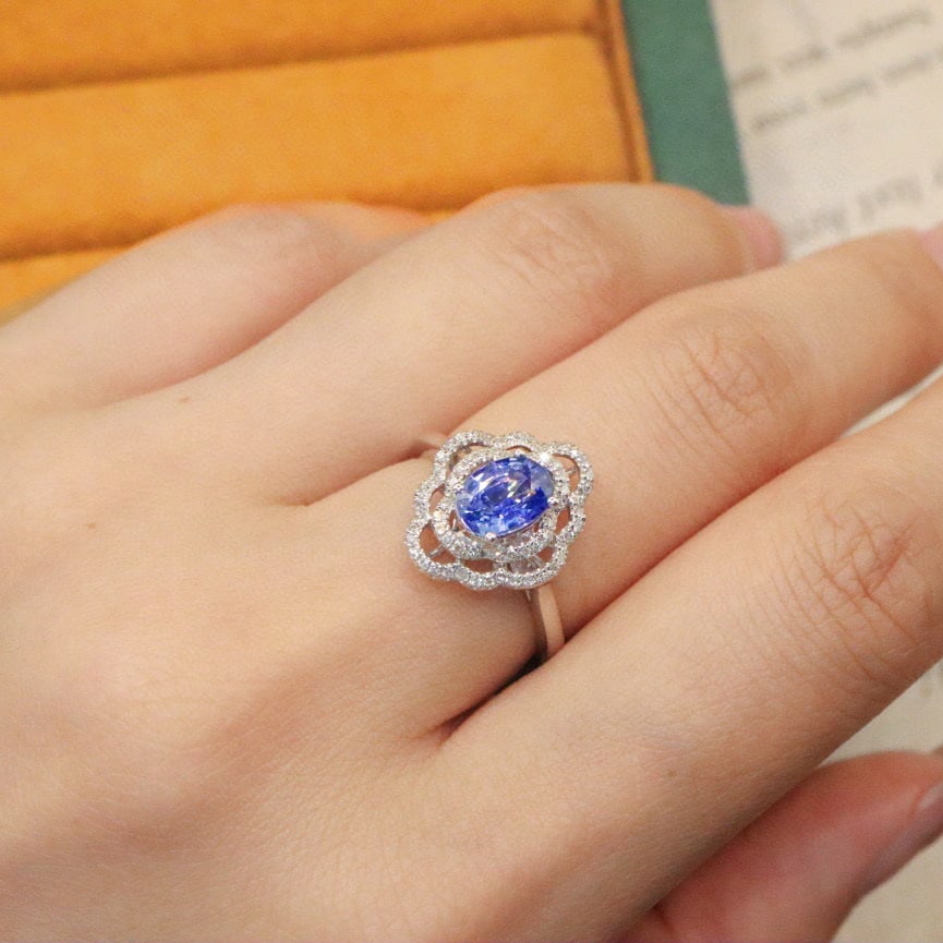 14k Gold 1.35 Ctw Natural Sapphire & Diamond Ring - 5