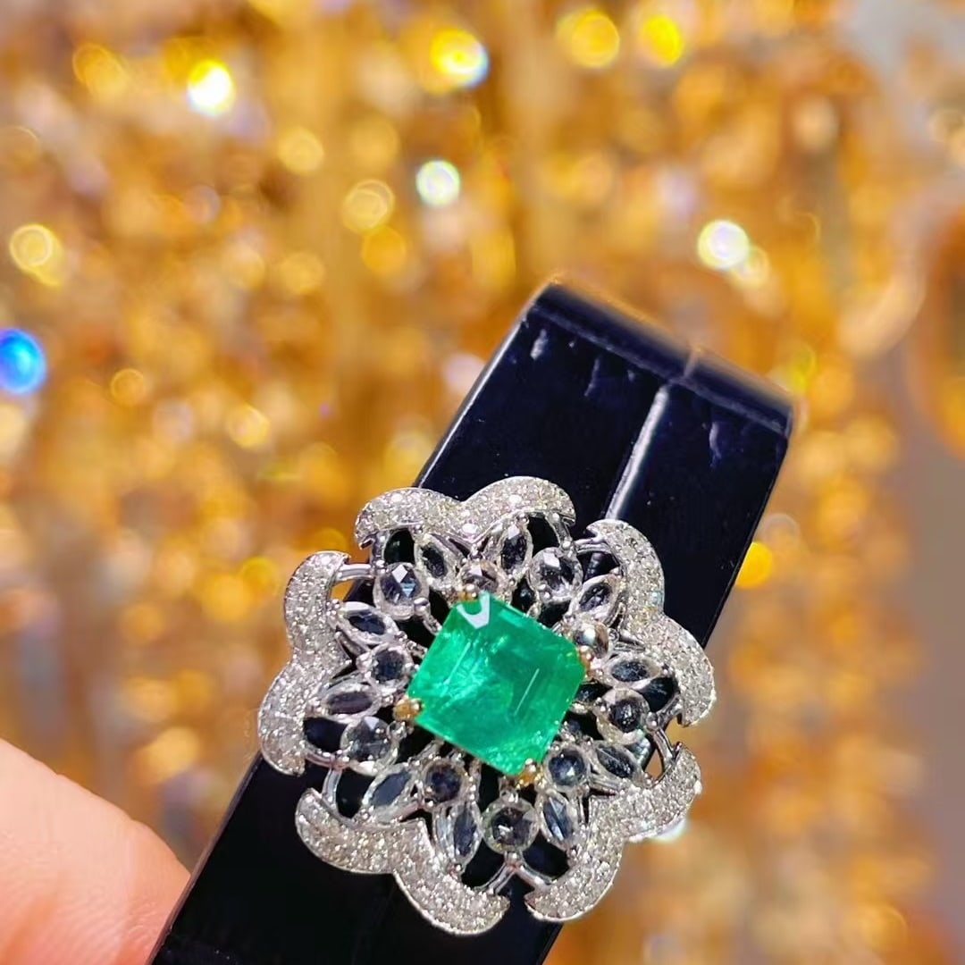14k Gold 1.01 Ct Natural Emerald & Diamond Pendant( Without Chain ) - 5