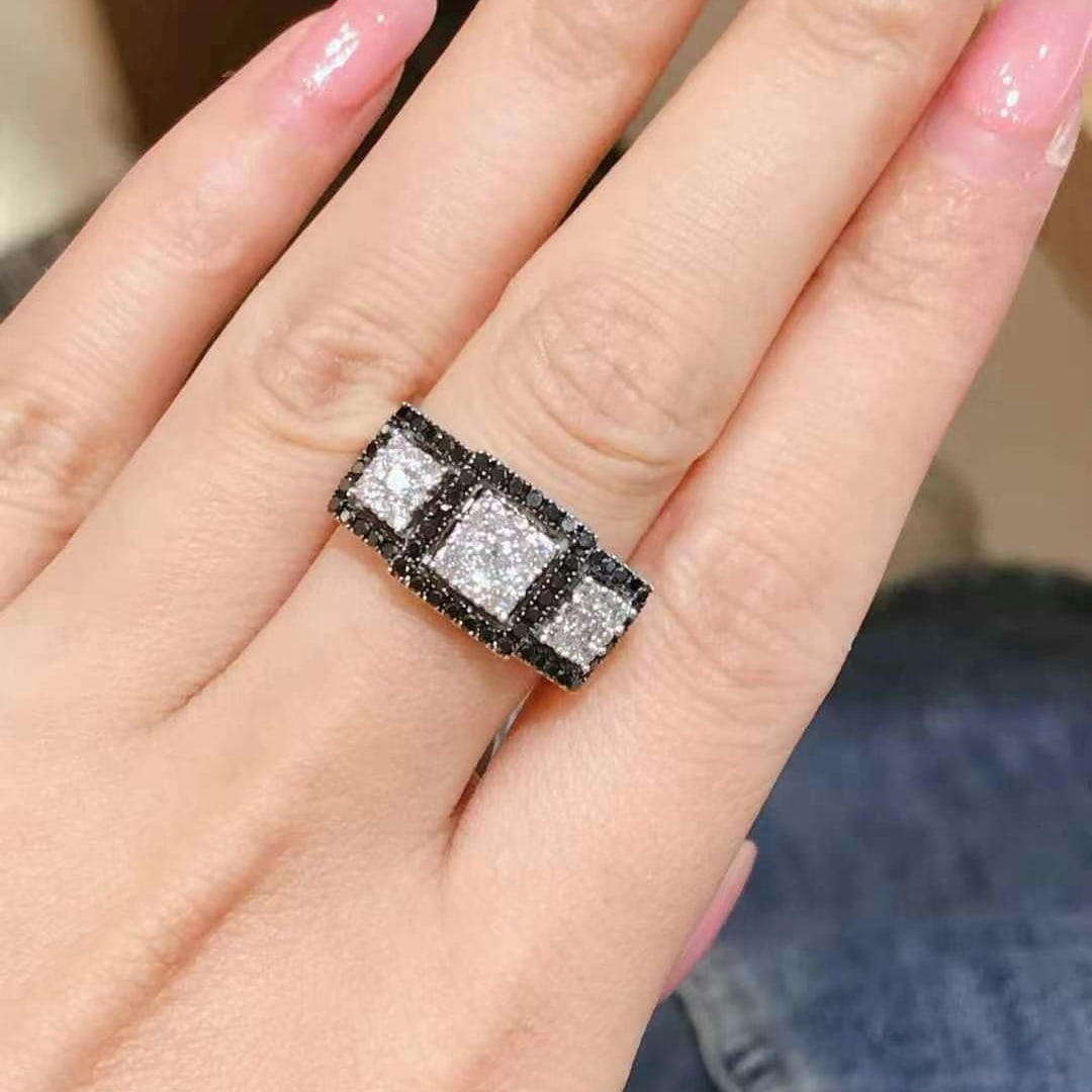 14k Gold 1.04 Ctw Natural Black Diamond & Diamond Ring - 2