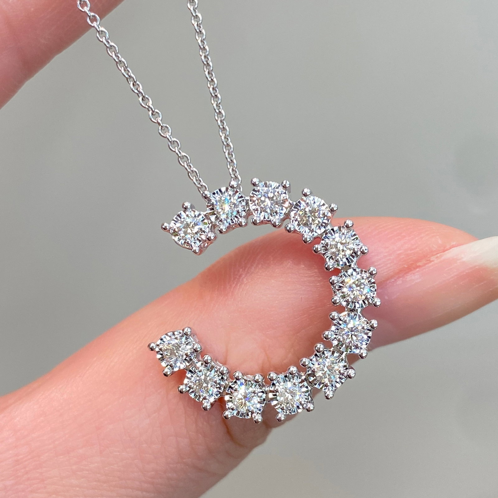 14k Gold 0.53 Ct Natural H Diamond Necklace - 3