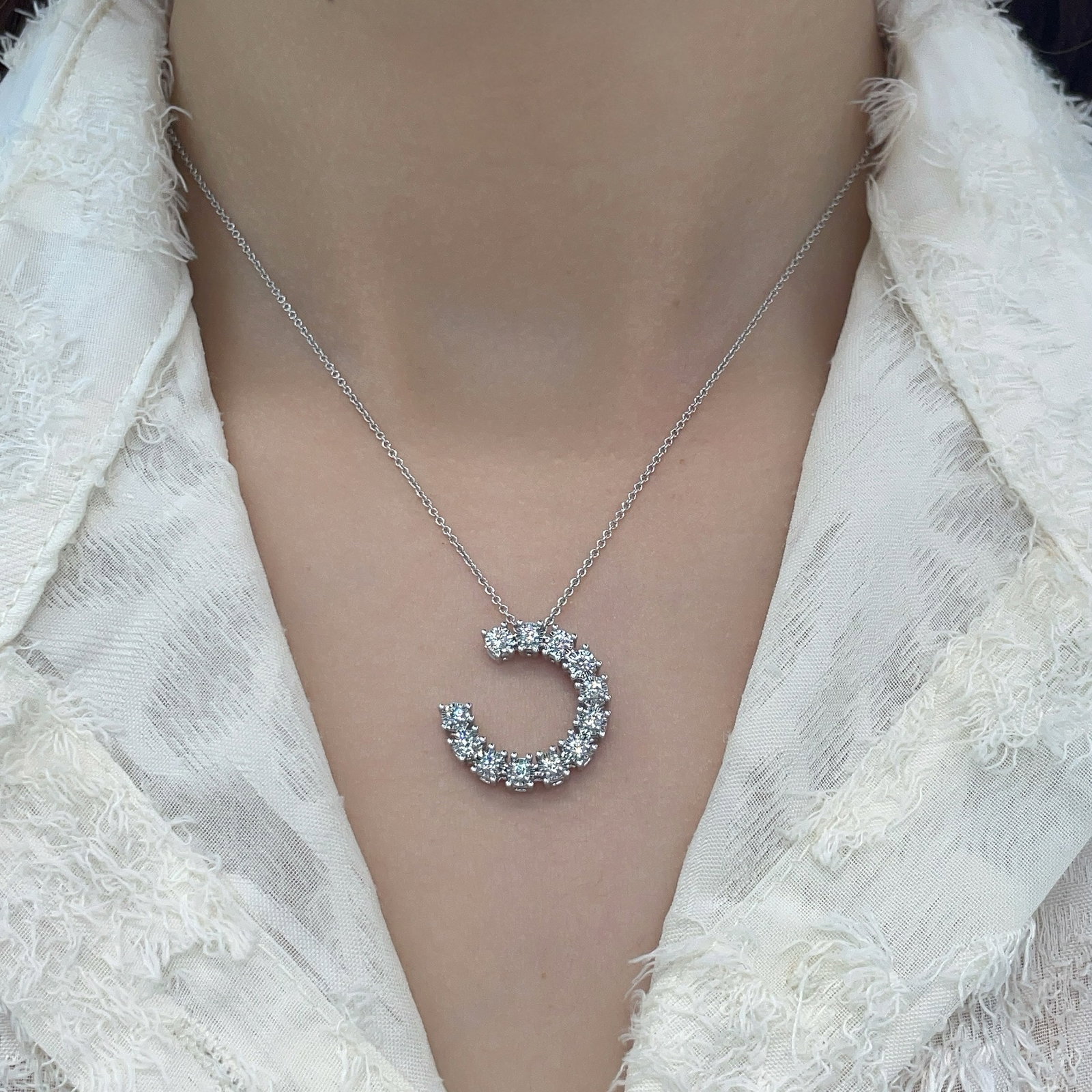 14k Gold 0.53 Ct Natural H Diamond Necklace - 5