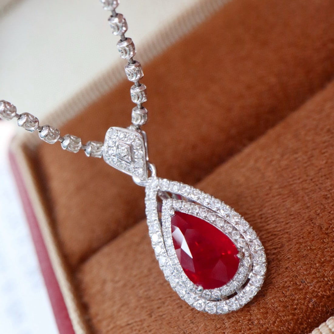 14k Gold 1.47 Ctw Natural Ruby & Diamond Pendant( Without Chain ) - 2