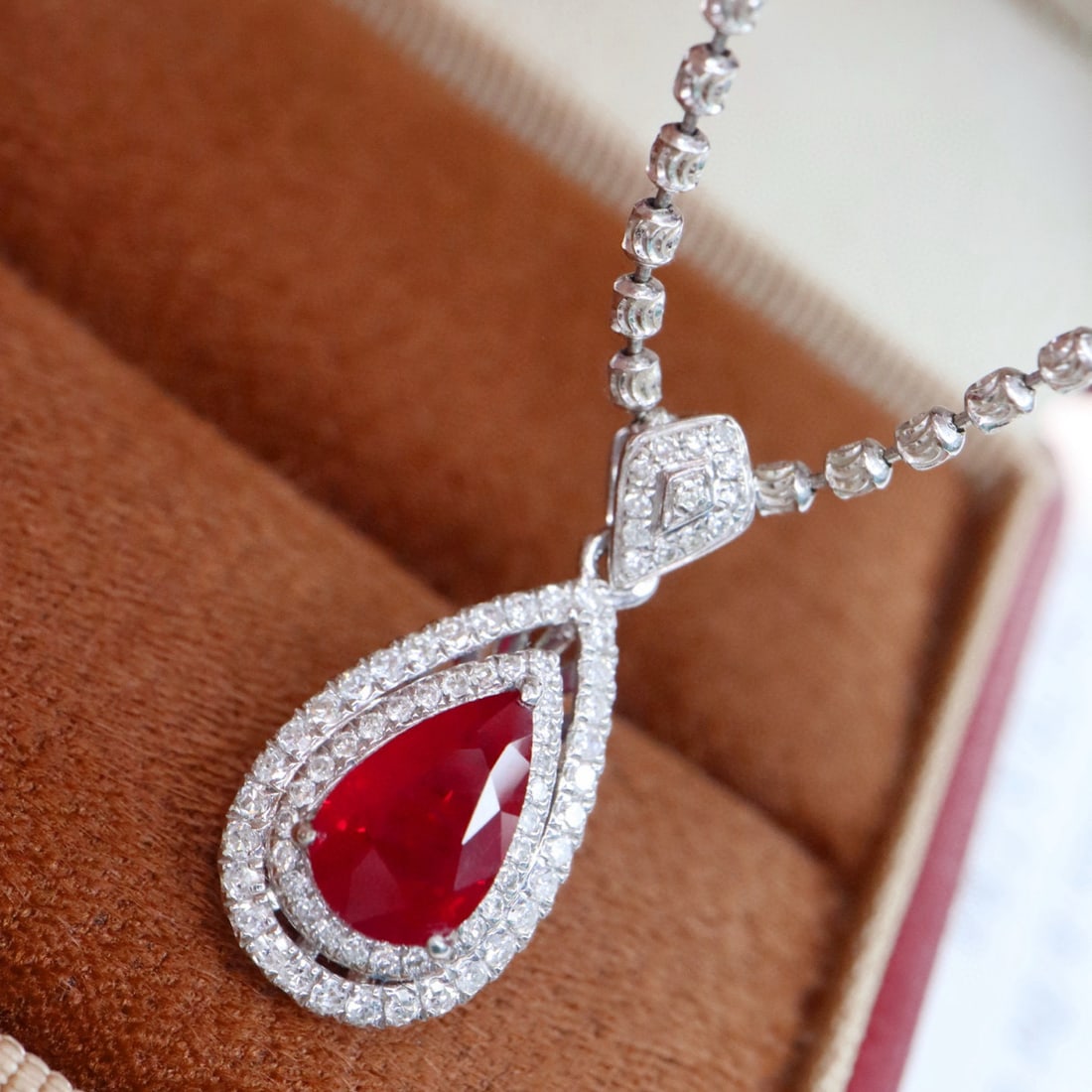 14k Gold 1.47 Ctw Natural Ruby & Diamond Pendant( Without Chain ) - 4