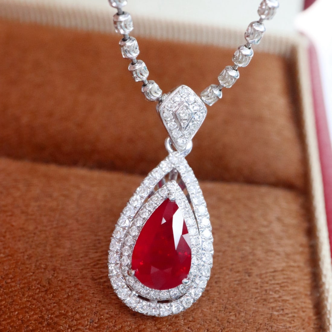 14k Gold 1.47 Ctw Natural Ruby & Diamond Pendant( Without Chain ) - 5