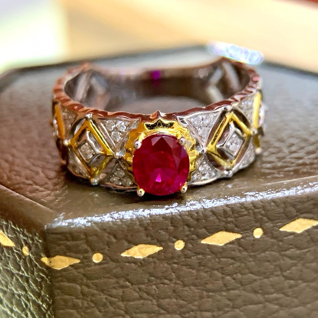 14k Gold 0.91 Ctw Natural Ruby & Diamond Ring - 2