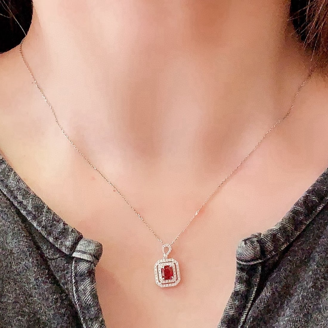 14k Gold 3.14 Ctw Natural Ruby & Diamond Jewelry Set - 6
