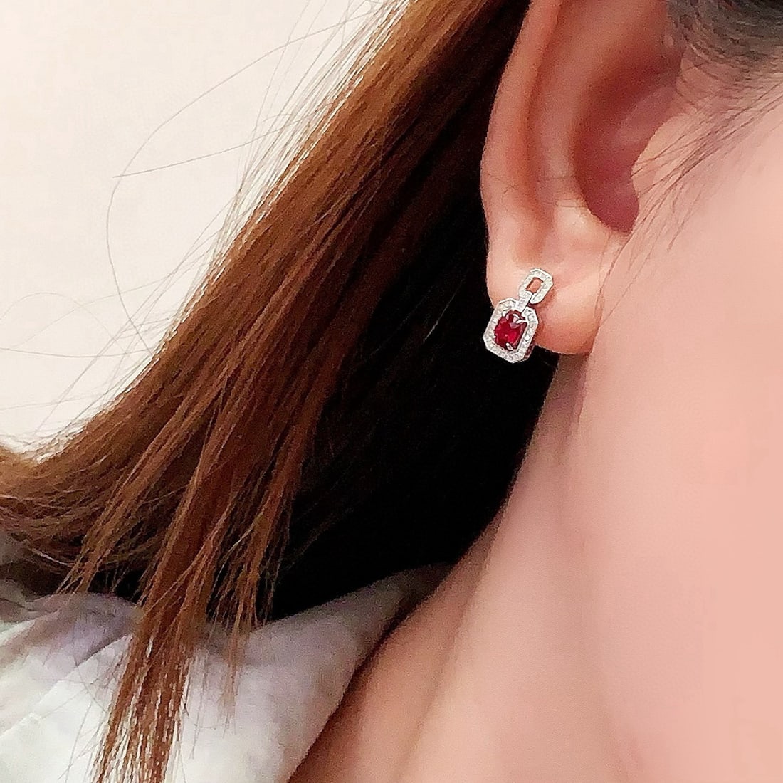 14k Gold 3.14 Ctw Natural Ruby & Diamond Jewelry Set - 7
