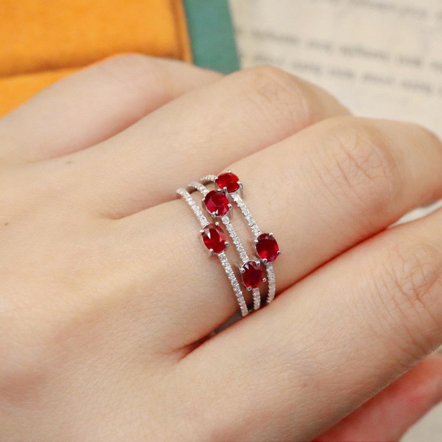 14k Gold 1.22 Ctw Natural Ruby & Diamond Ring - 5