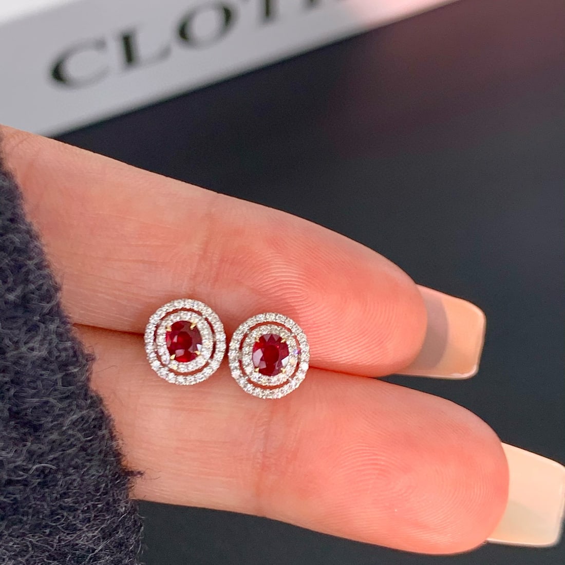 14k Gold 0.60 Ctw Natural Ruby & Diamond Earrings - 2