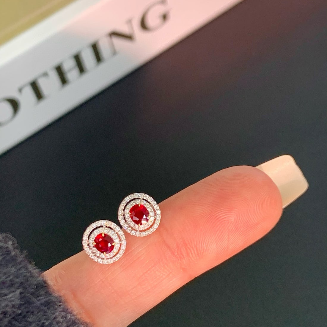 14k Gold 0.60 Ctw Natural Ruby & Diamond Earrings - 3