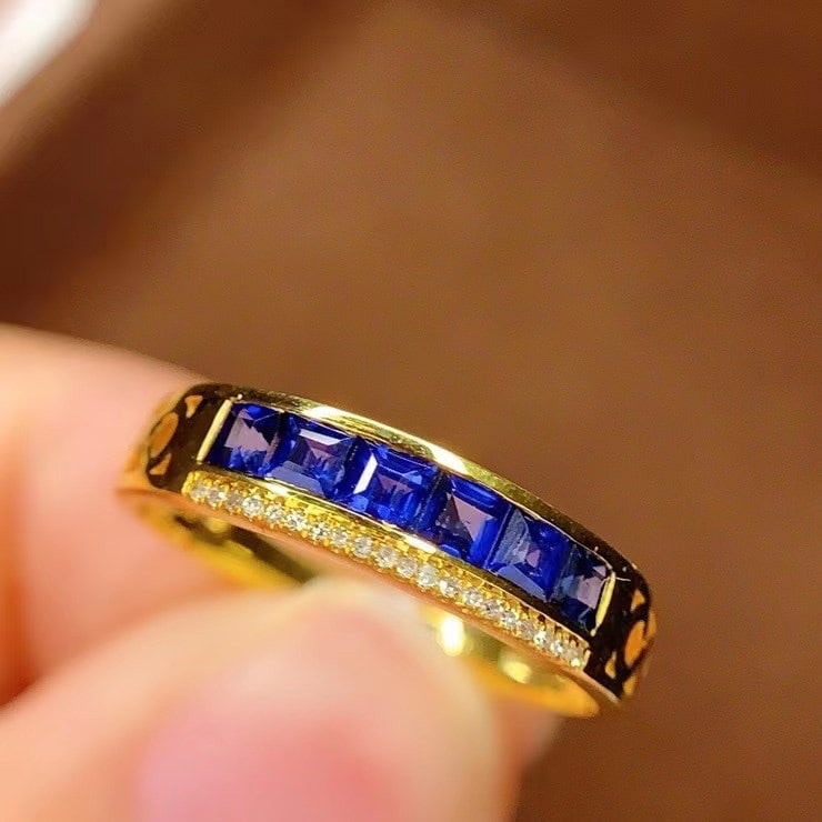 14k Gold 1 Ct Natural Sapphire & Diamond Ring - 2