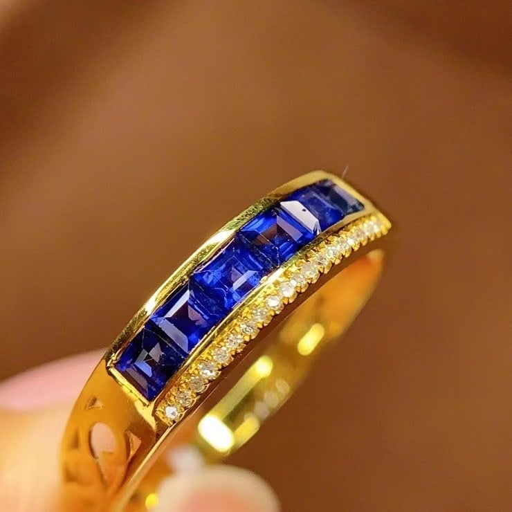 14k Gold 1 Ct Natural Sapphire & Diamond Ring - 3