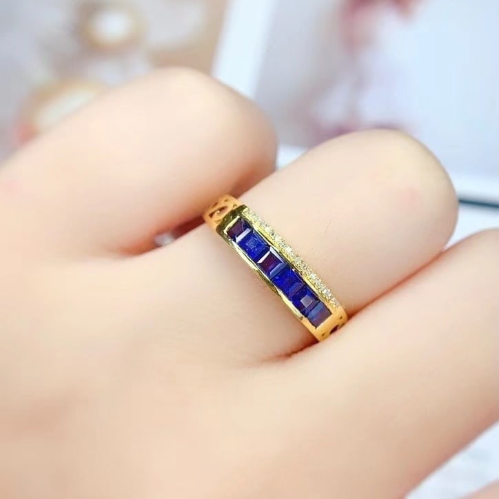 14k Gold 1 Ct Natural Sapphire & Diamond Ring - 5