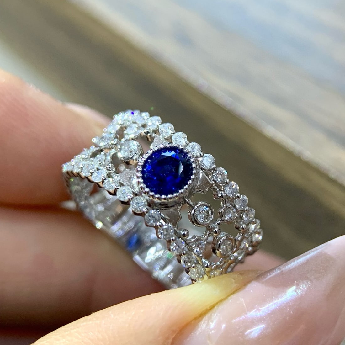 14k Gold 1.01 Ctw Natural Sapphire & Diamond Ring - 2