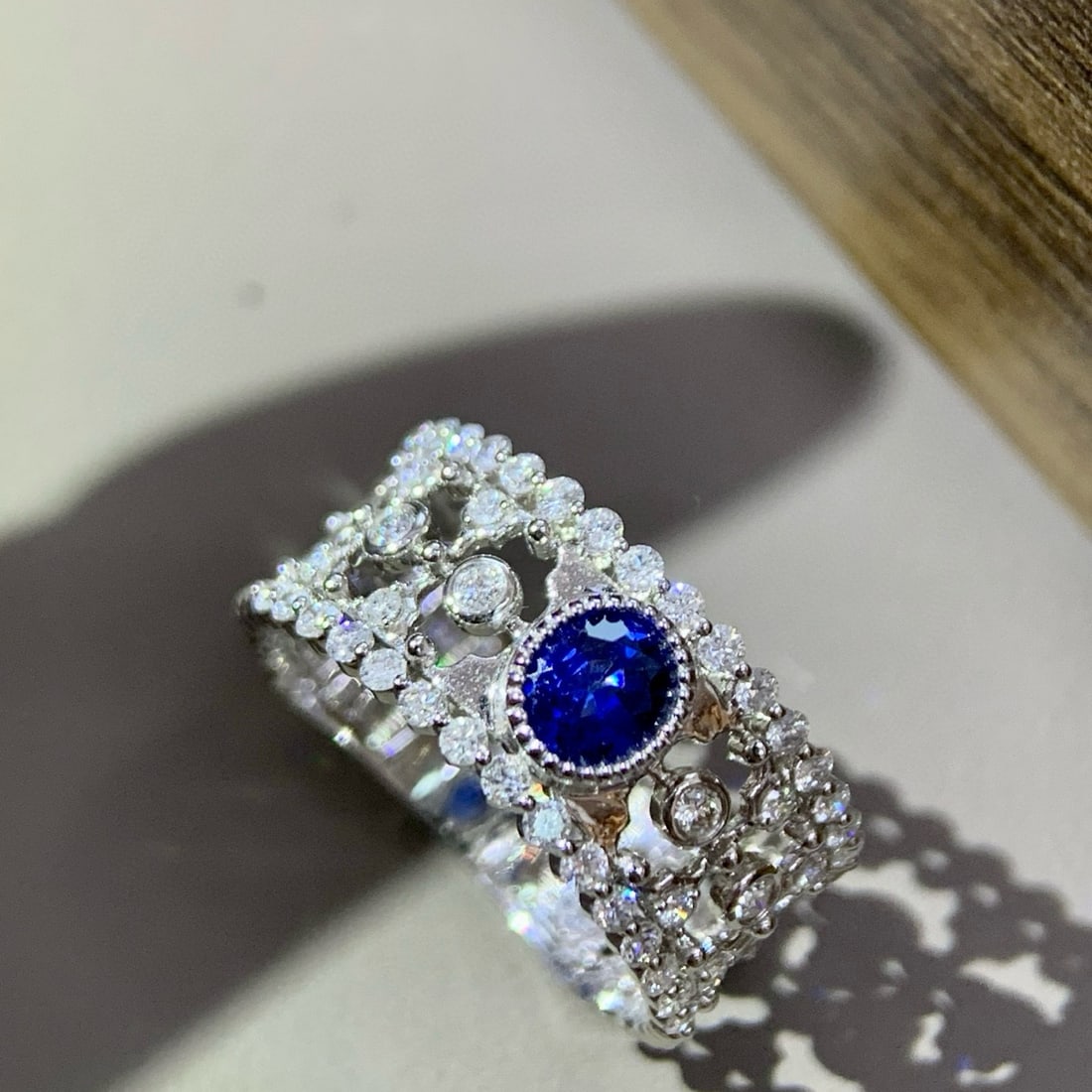 14k Gold 1.01 Ctw Natural Sapphire & Diamond Ring - 4