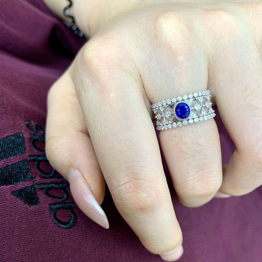 14k Gold 1.01 Ctw Natural Sapphire & Diamond Ring - 5