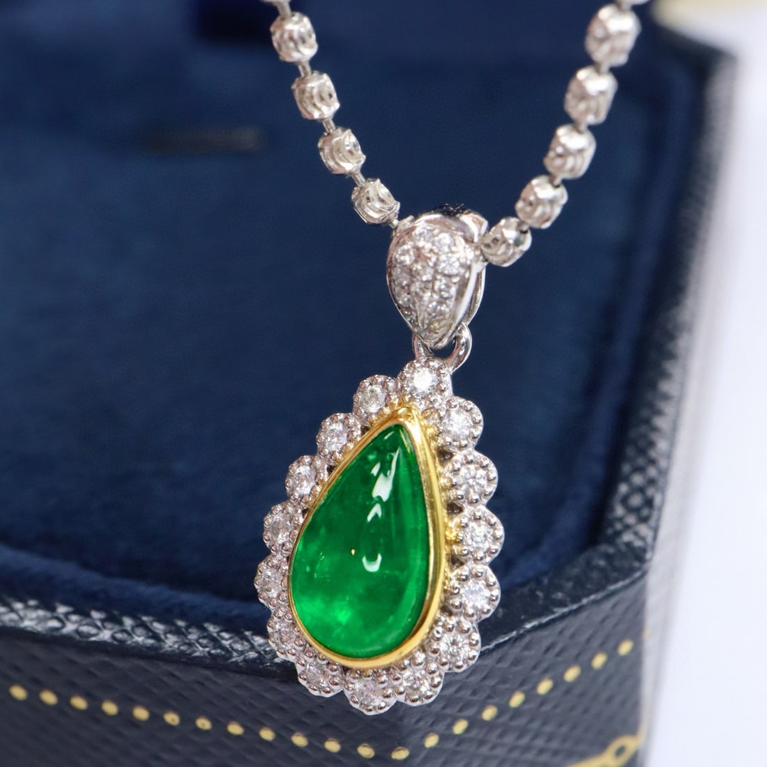 14k Gold 1.34 Ctw Vivid Green Natural Emerald & Diamond Pendant( Without Chain ) - 5