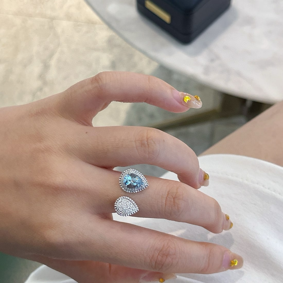 14k Gold 1.15 Ctw Natural Aquamarine & Diamond Ring - 2