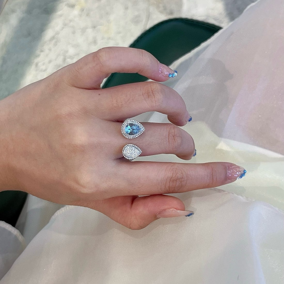 14k Gold 1.15 Ctw Natural Aquamarine & Diamond Ring - 4