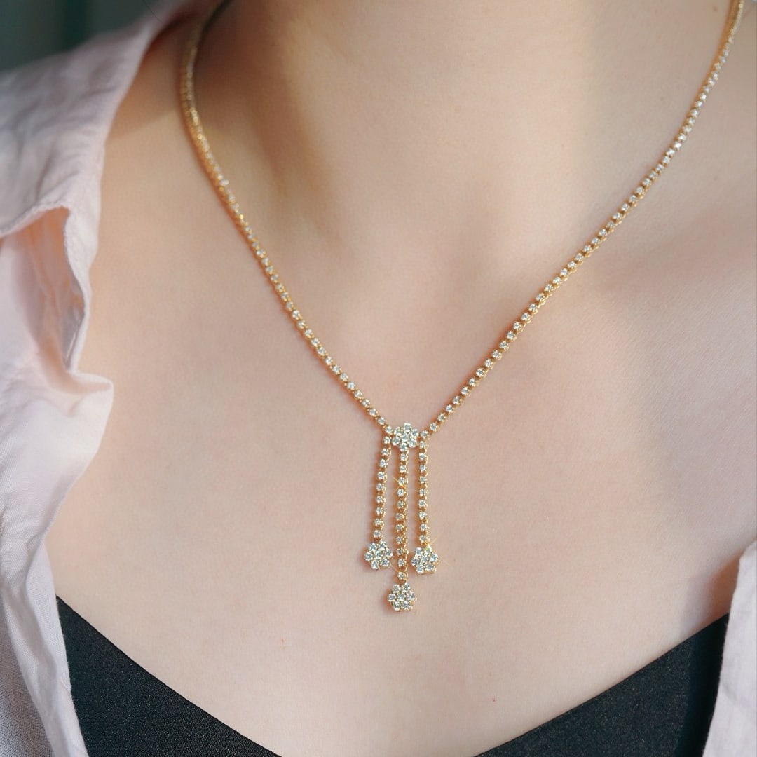 14k Gold 3.30 Ct Natural H Diamond Necklace - 4