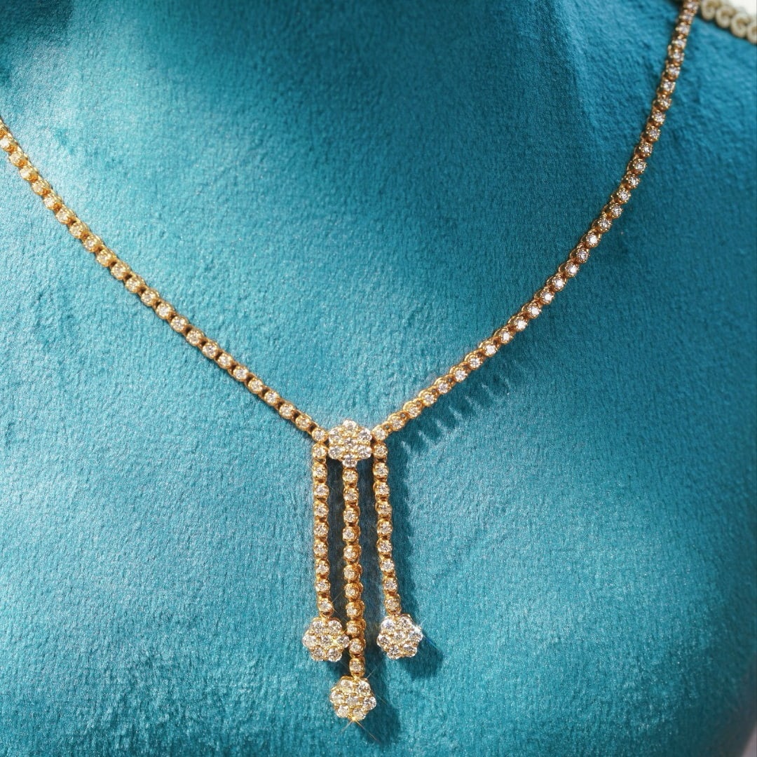 14k Gold 3.30 Ct Natural H Diamond Necklace - 8