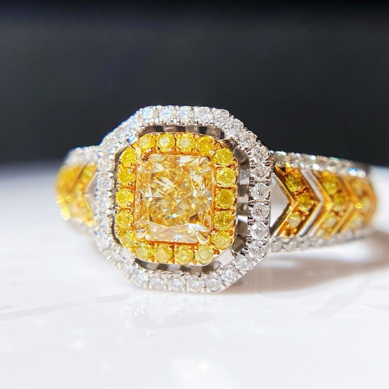 14k Gold 1.17 Ctw Natural Yellow Diamond & Diamond Ring - 2