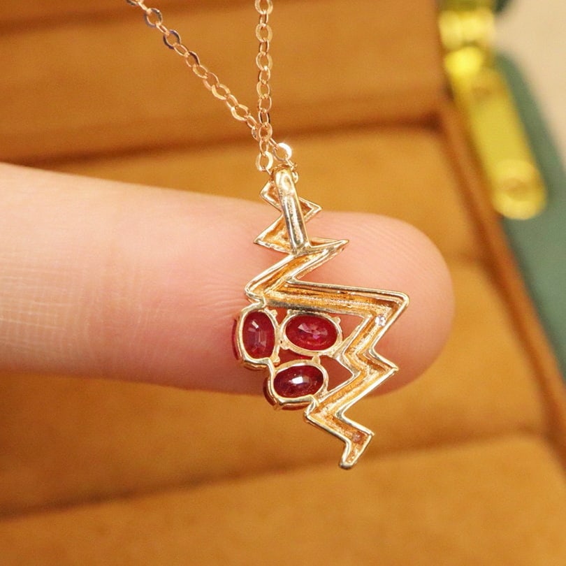 14k Gold 1.02 Ctw Natural Ruby & Diamond Pendant( Without Chain ) - 5