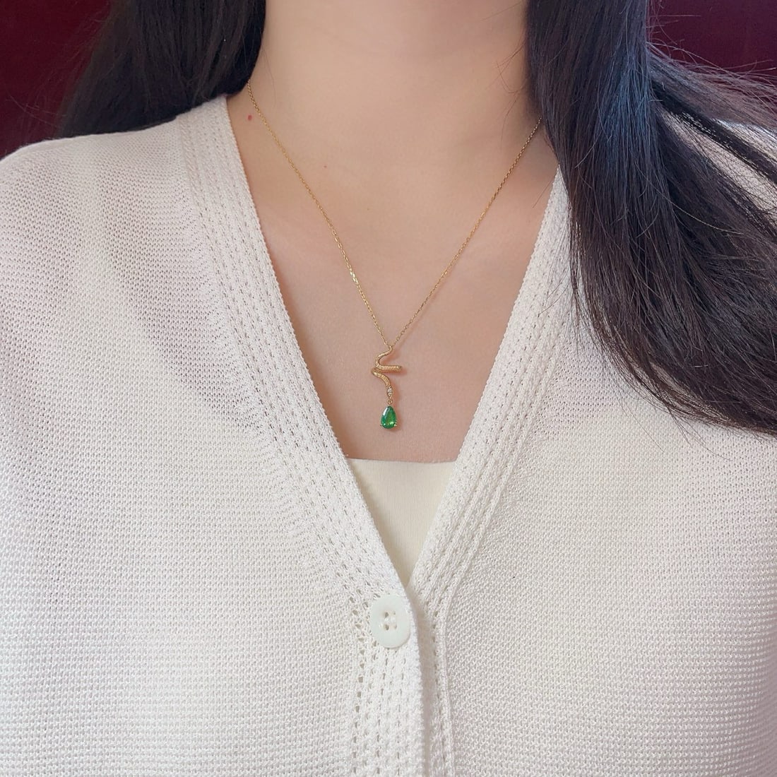 14k Gold 0.95 Ctw Vivid Green Natural Emerald & Diamond Pendant( Without Chain ) - 3