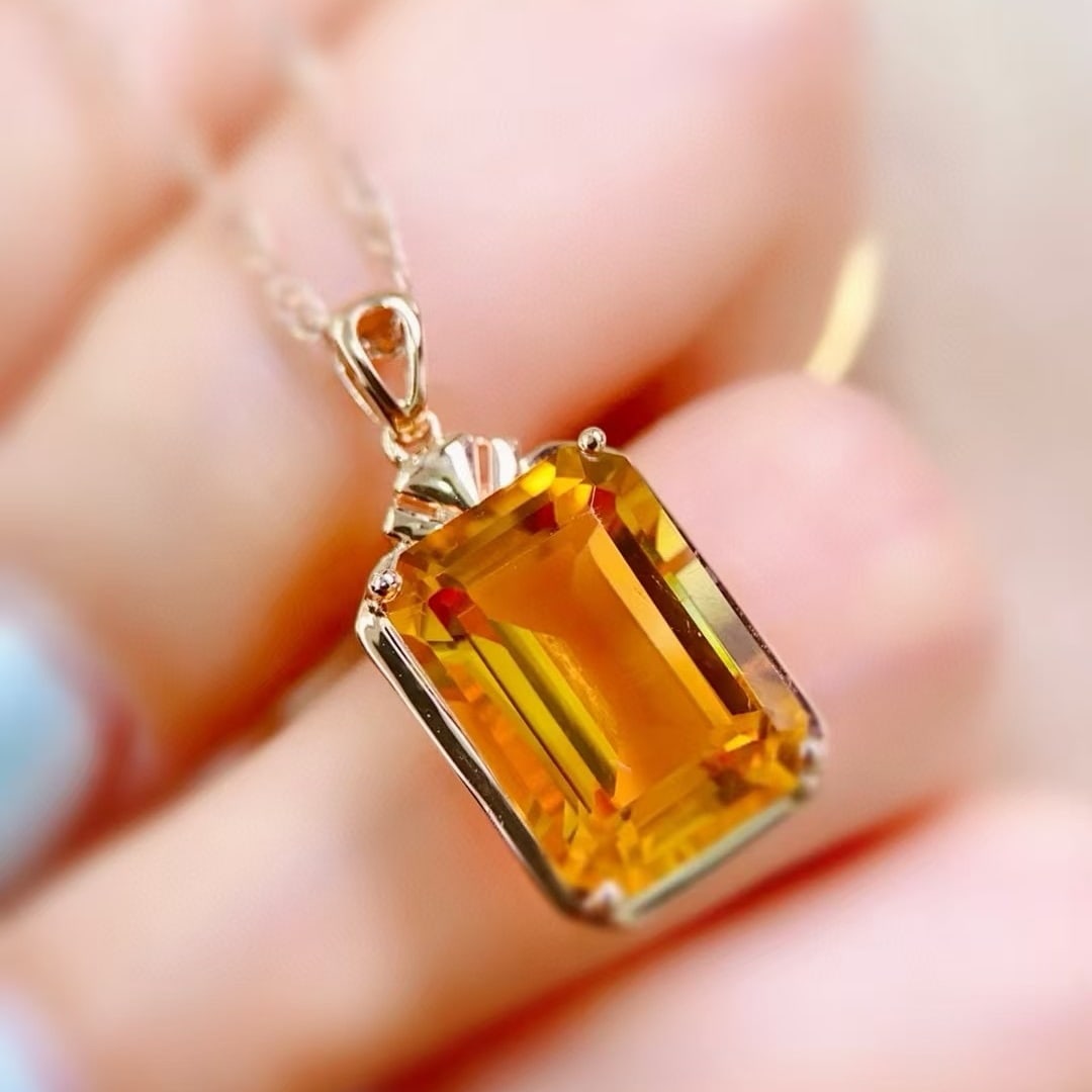 14k Gold 7.15 Ct Natural Citrine Pendant( Without Chain ) - 3
