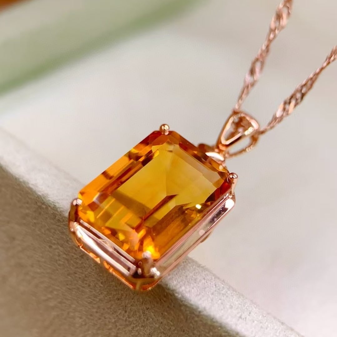 14k Gold 7.15 Ct Natural Citrine Pendant( Without Chain ) - 4