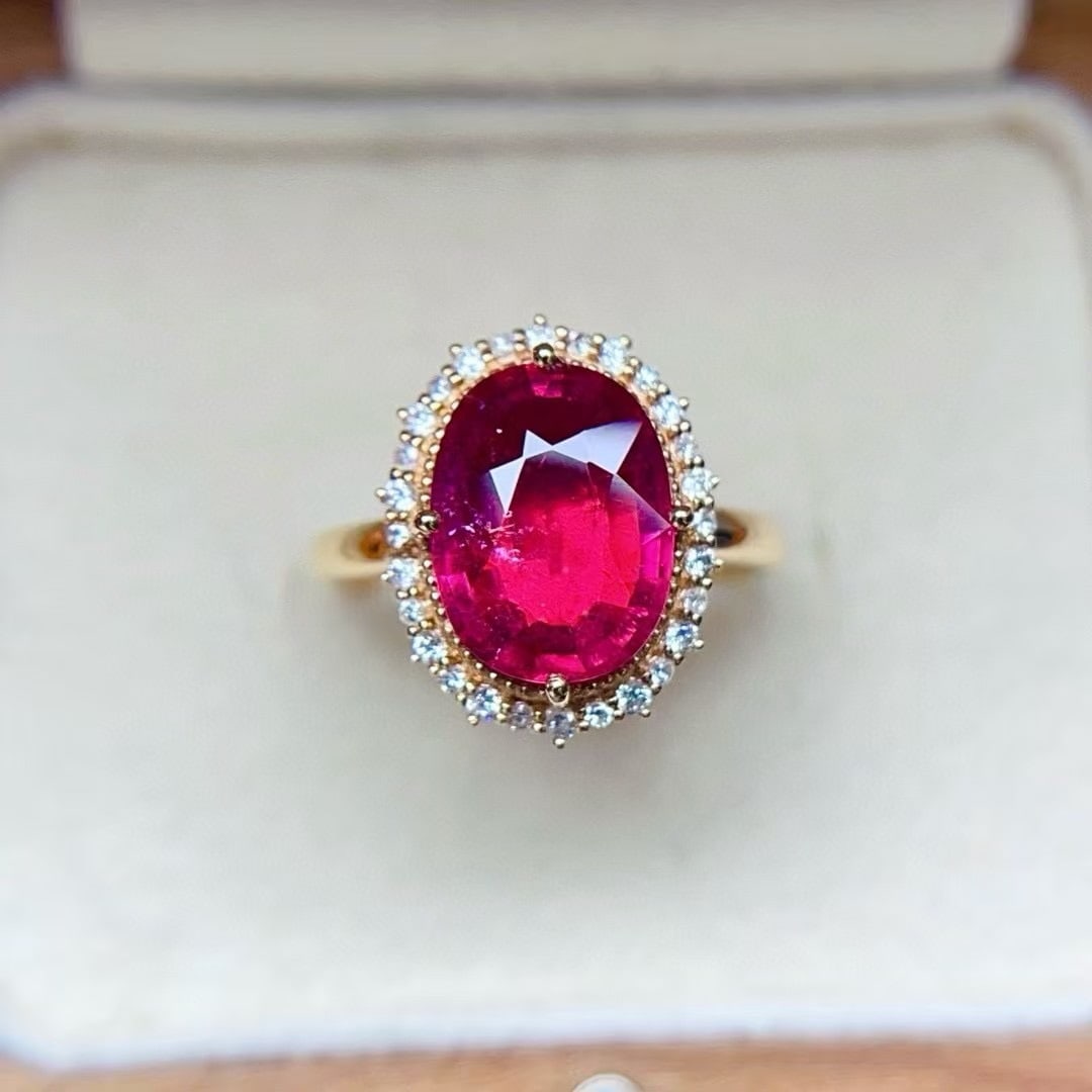 14k Gold 4.11 Ctw Natural Tourmaline & Diamond Ring - 4