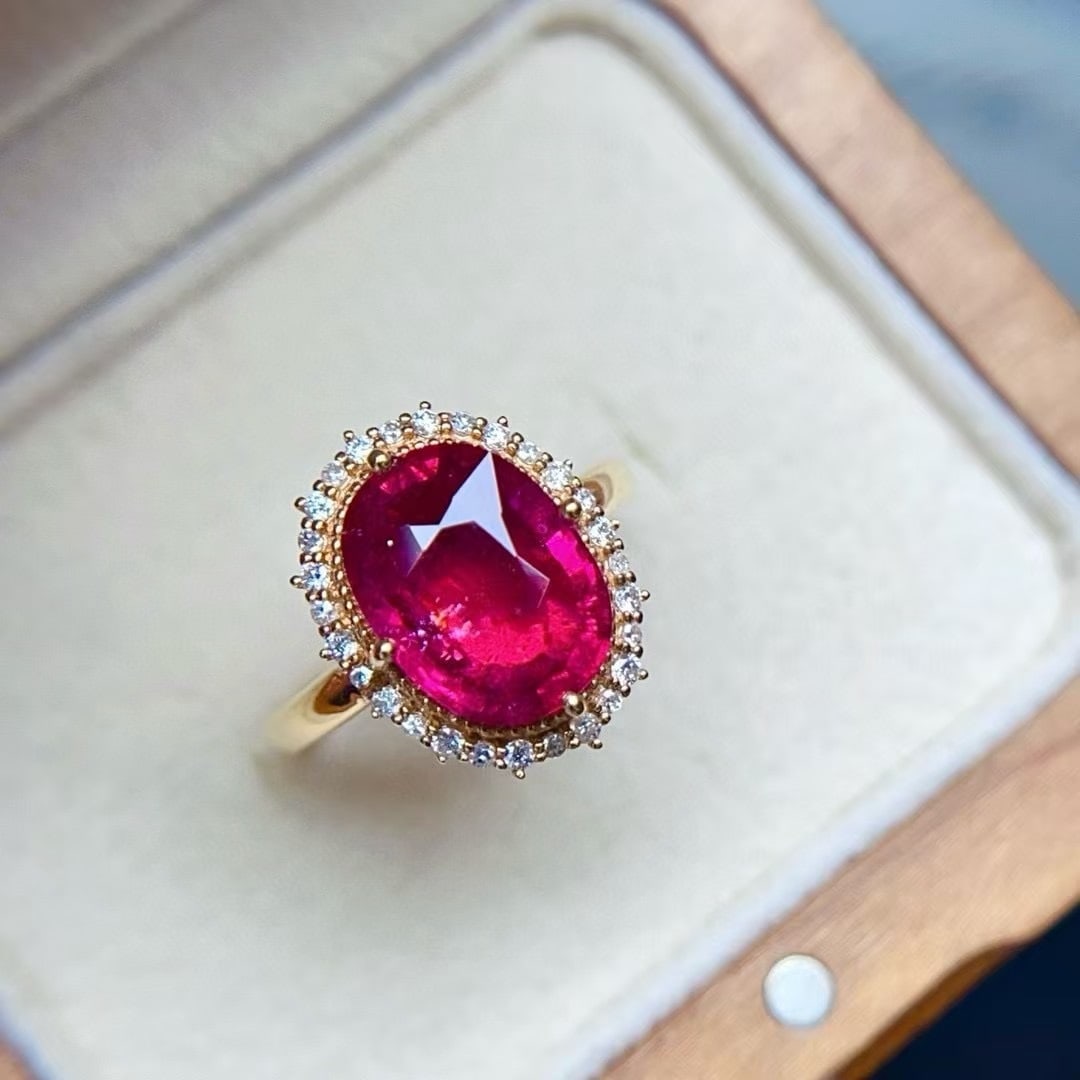14k Gold 4.11 Ctw Natural Tourmaline & Diamond Ring - 5