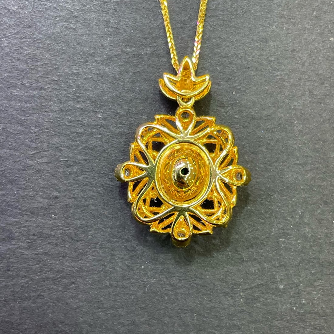 14k Gold 1.88 Ct Natural Emerald & Diamond & Sapphire Pendant( Without Chain ) - 6