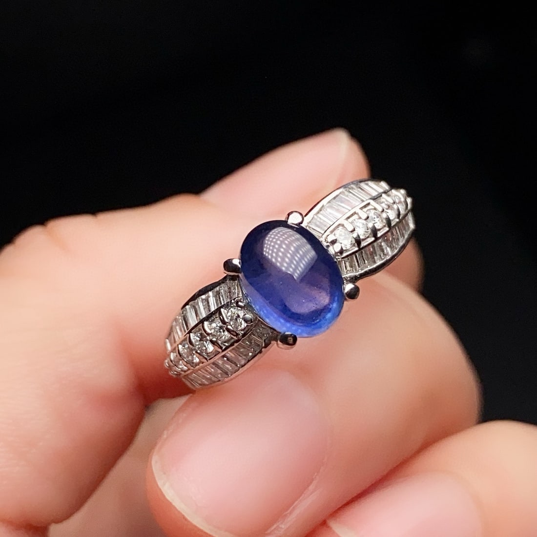 14k Gold 2.95 Ctw Natural Sapphire & Diamond Ring - 3