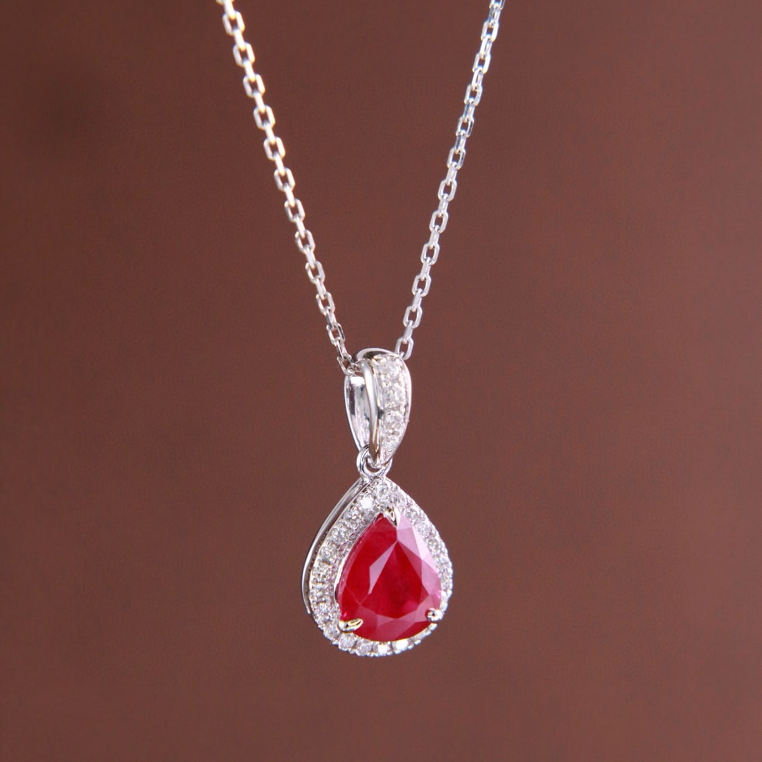 14k Gold 1.24 Ctw Natural Ruby & Diamond Pendant( Without Chain ) - 2