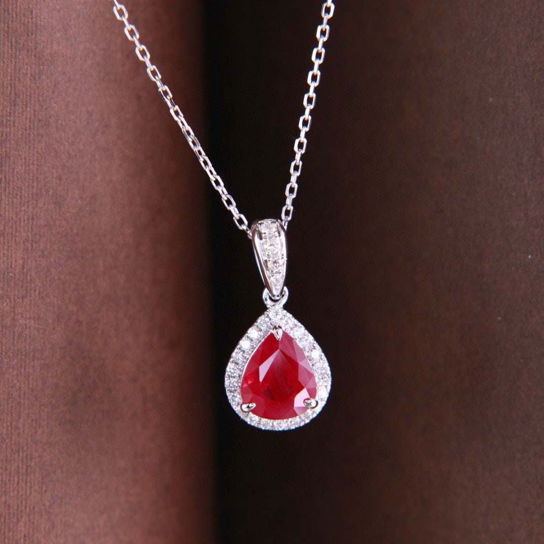 14k Gold 1.24 Ctw Natural Ruby & Diamond Pendant( Without Chain ) - 3