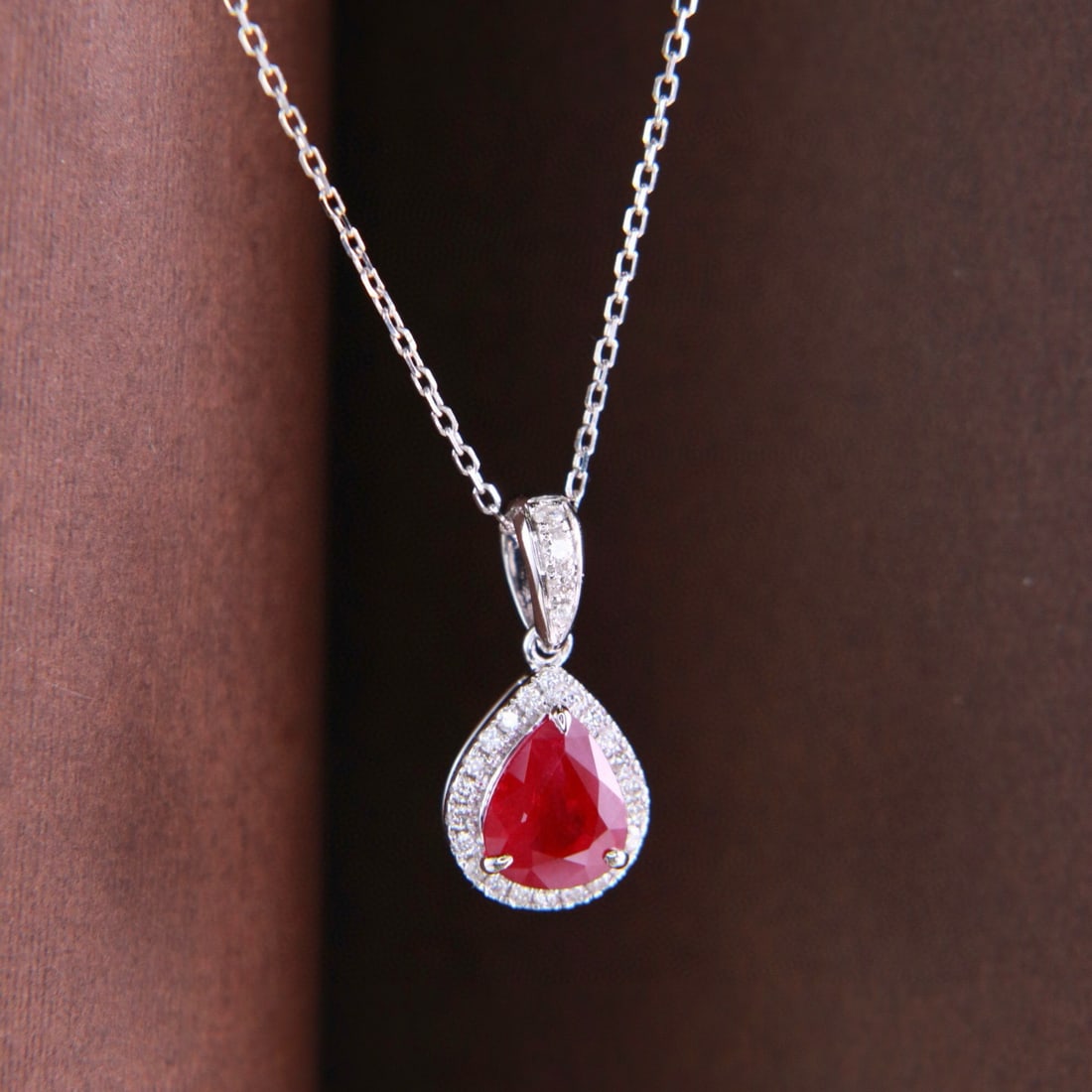 14k Gold 1.24 Ctw Natural Ruby & Diamond Pendant( Without Chain ) - 4