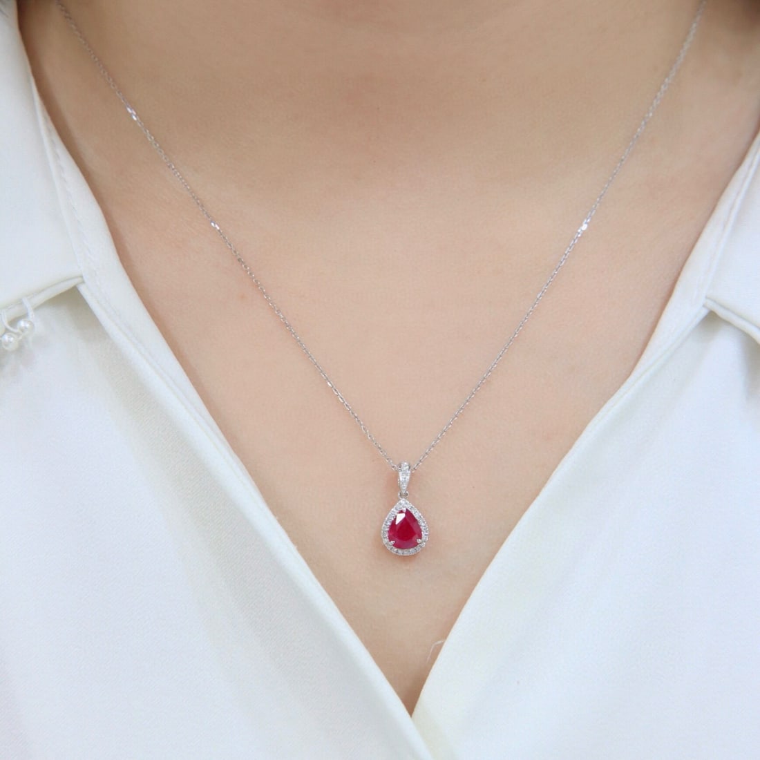 14k Gold 1.24 Ctw Natural Ruby & Diamond Pendant( Without Chain ) - 5