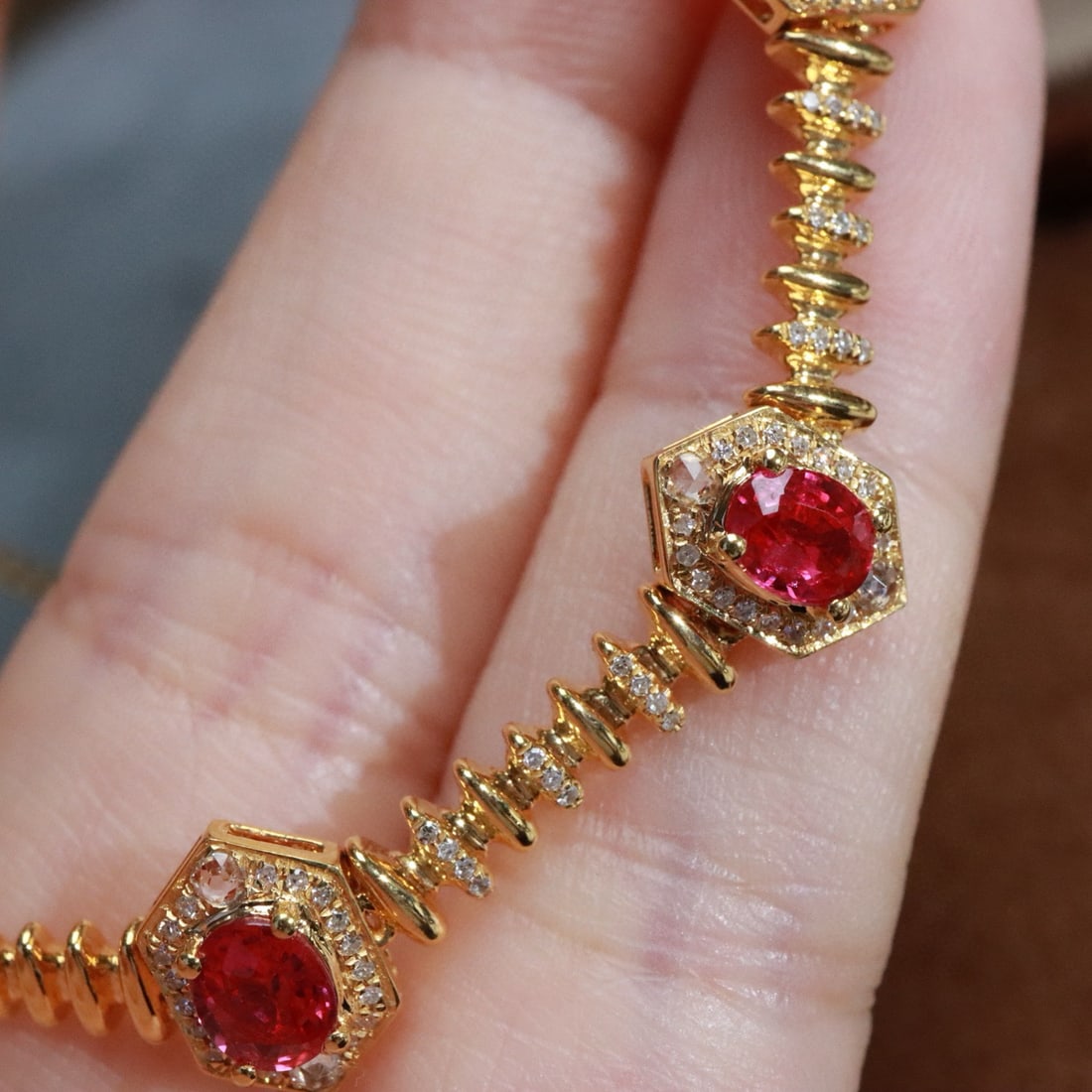 14k Gold 1.42 Ctw Natural Ruby & Diamond Necklace - 2
