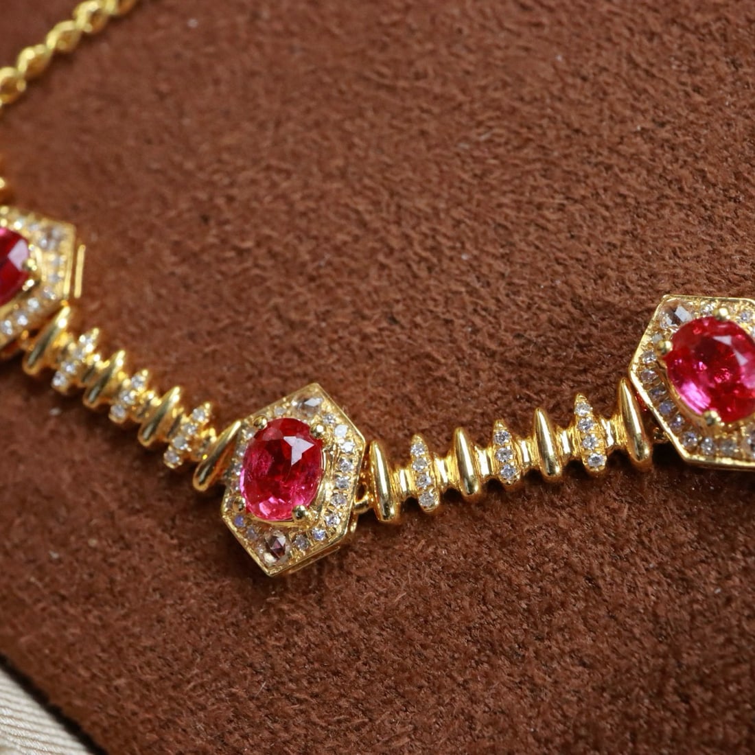 14k Gold 1.42 Ctw Natural Ruby & Diamond Necklace - 7