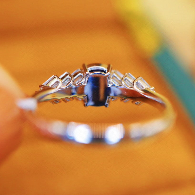 14k Gold 1.57 Ctw Natural Sapphire & Diamond Ring - 4