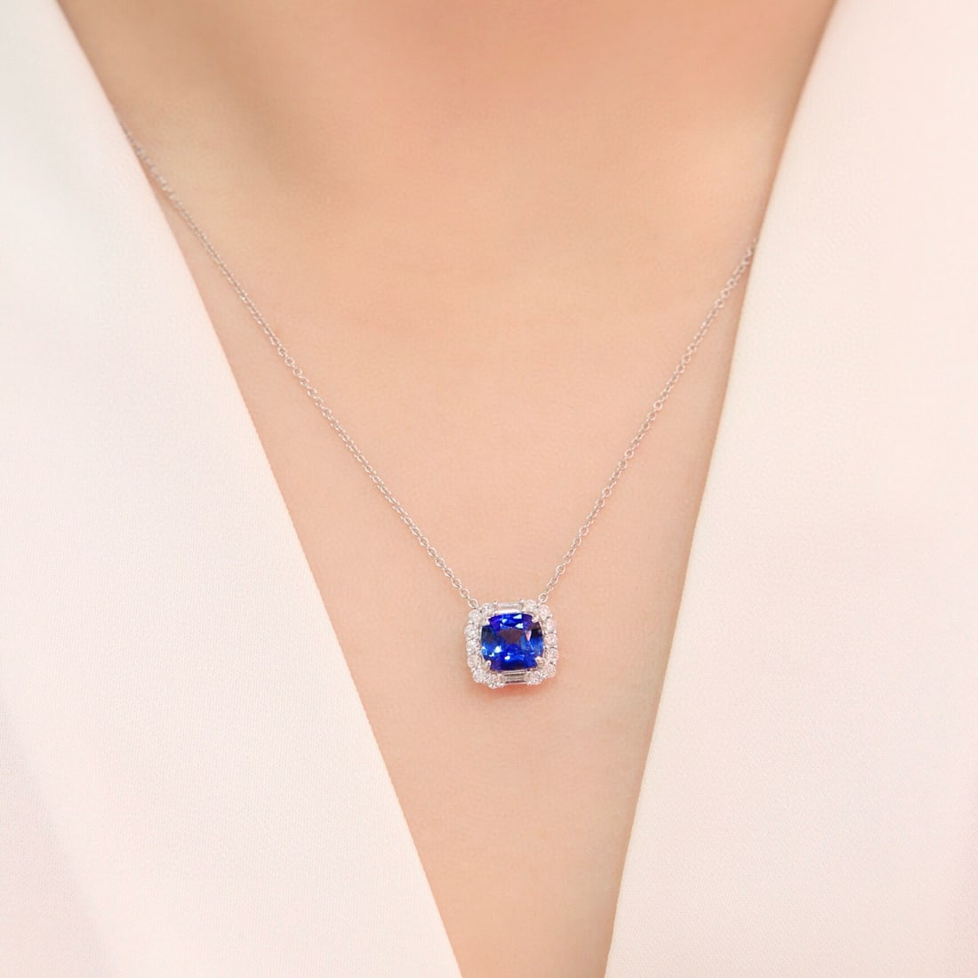 14k Gold 1.71 Ctw Natural Sapphire & Diamond Necklace - 5