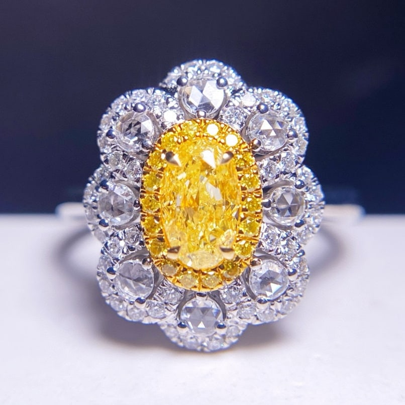 14k Gold 1.19 Ctw Natural Yellow Diamond & Diamond Ring (1 of 6)