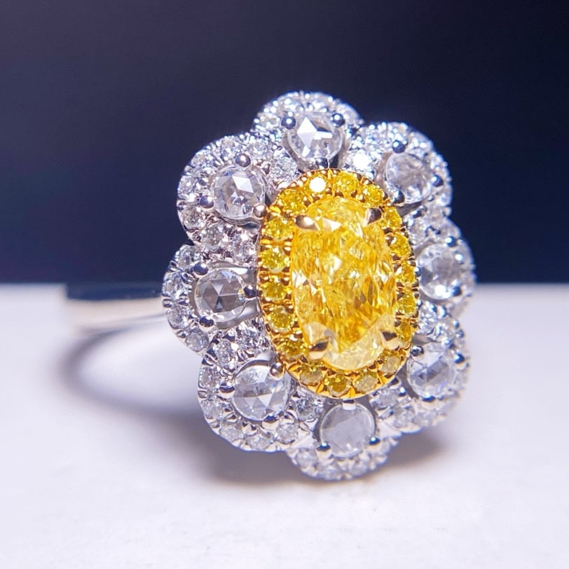 14k Gold 1.19 Ctw Natural Yellow Diamond & Diamond Ring - 2