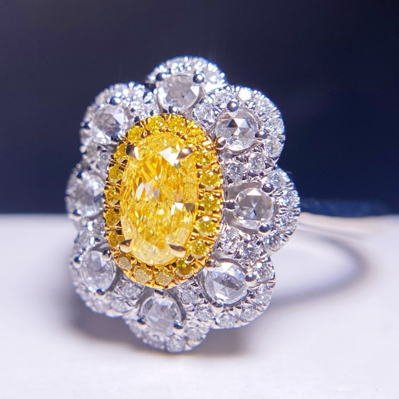 14k Gold 1.19 Ctw Natural Yellow Diamond & Diamond Ring - 3