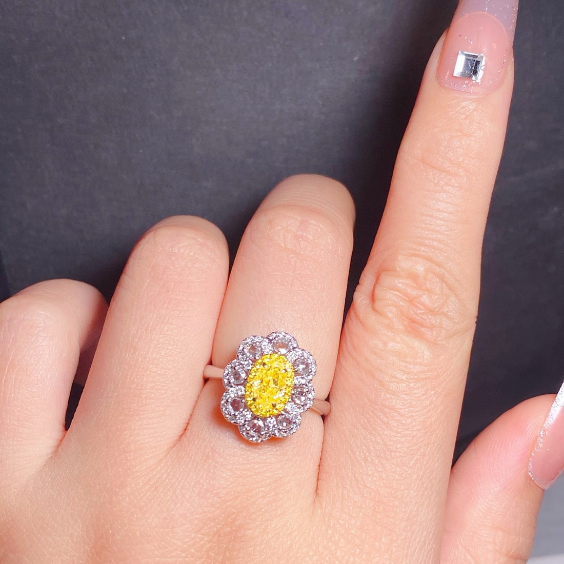 14k Gold 1.19 Ctw Natural Yellow Diamond & Diamond Ring - 5
