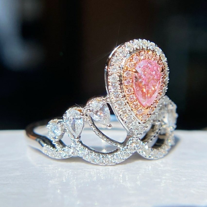 Gia Certified 14k Gold 0.80 Ctw Natural Pink Diamond & Diamond Ring - 2