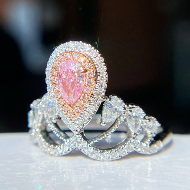 Gia Certified 14k Gold 0.80 Ctw Natural Pink Diamond & Diamond Ring - 3